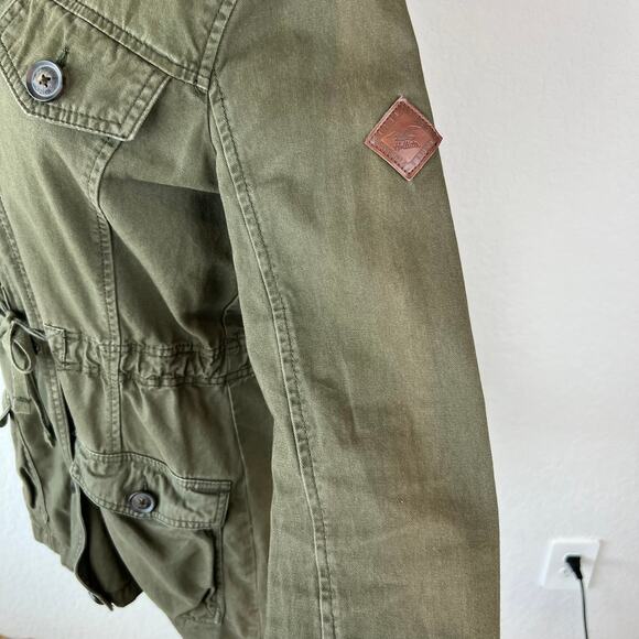 Vintage Y2K Hollister Army Jacket Hooded Bird Logo Utility Medium Bella Swan - Picture 4 of 15